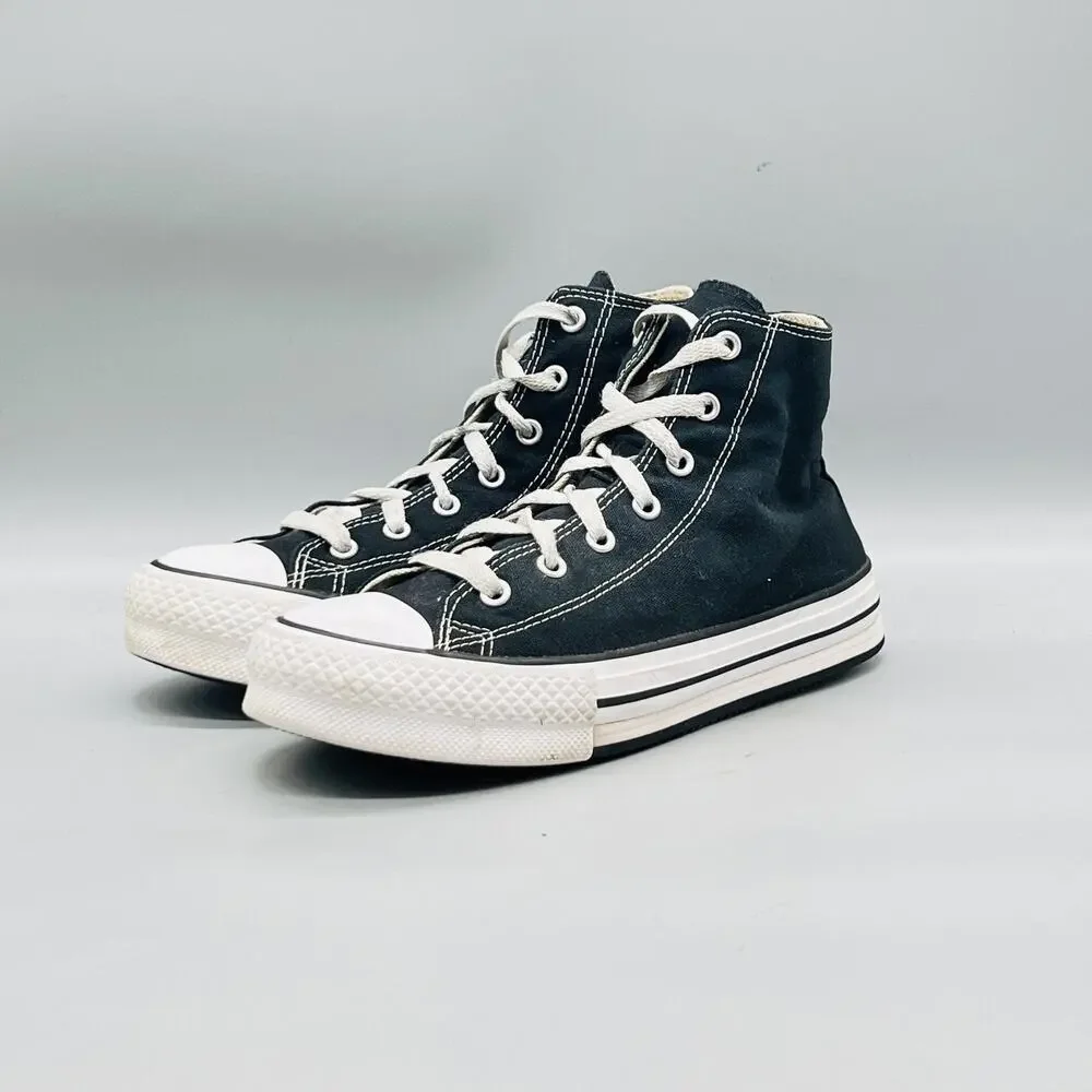 Converse Shoes Girls Boys 5 Black Canvas Chuck Taylor All Star High Top Sneakers